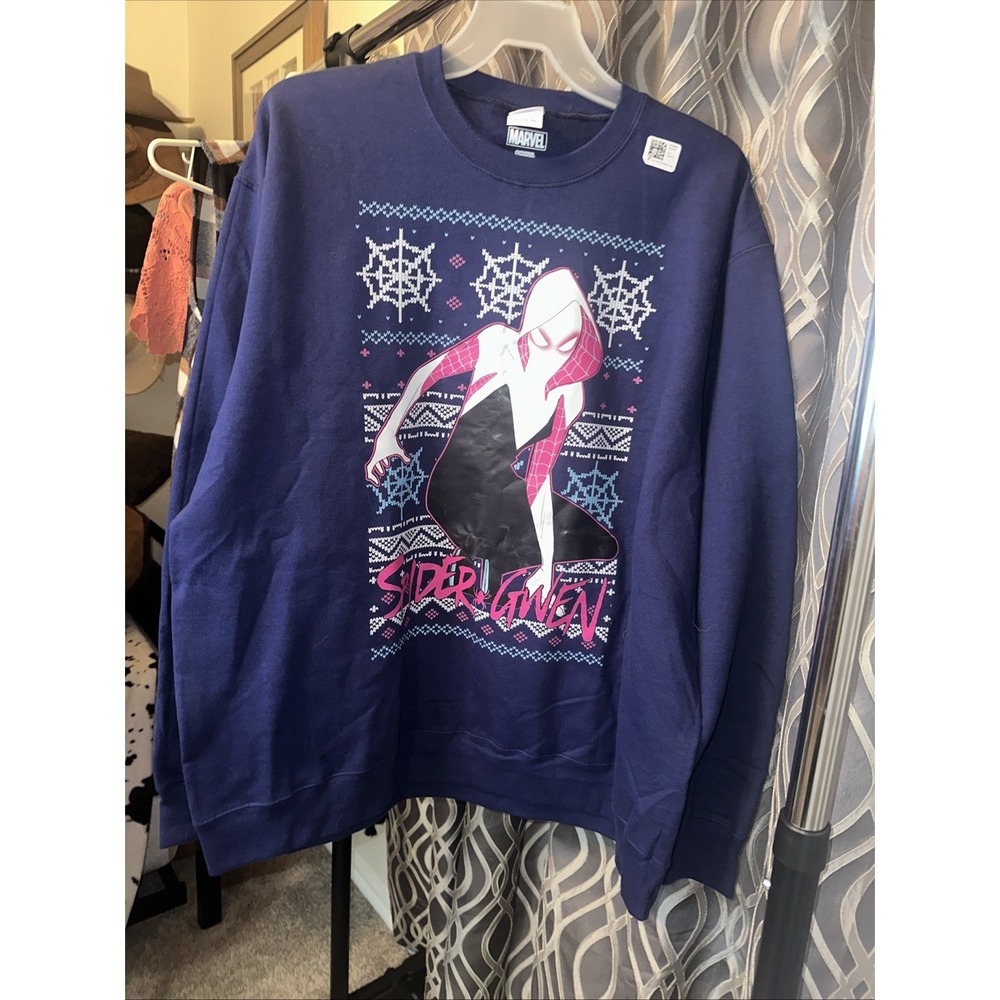 NWOTMarvel Comics Spide Gwen Pullover Deep Blue Size 2XL